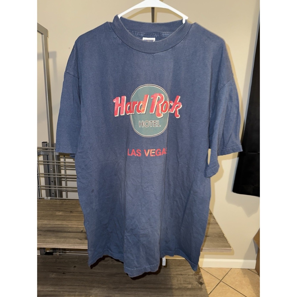 Vintage Hard Rock Hotel Las Vegas T-Shirt Navy Blue Size XL 25x29.5